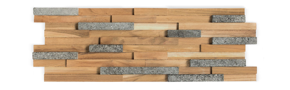 Lava Stone and Teak Wooden Wall Panels