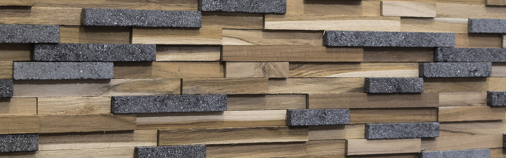 Lava Stone and Teak Wooden Wall Cladding